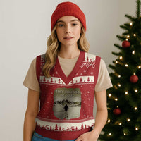 Nihilist Penguin Hiking Meme V-Neck Knit Sweater Vest They Survived He Lived