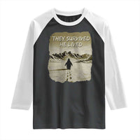 Nihilist Penguin Hiking Meme Raglan Shirt They Survived He Lived