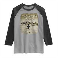 Nihilist Penguin Hiking Meme Raglan Shirt They Survived He Lived