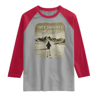 Nihilist Penguin Hiking Meme Raglan Shirt They Survived He Lived