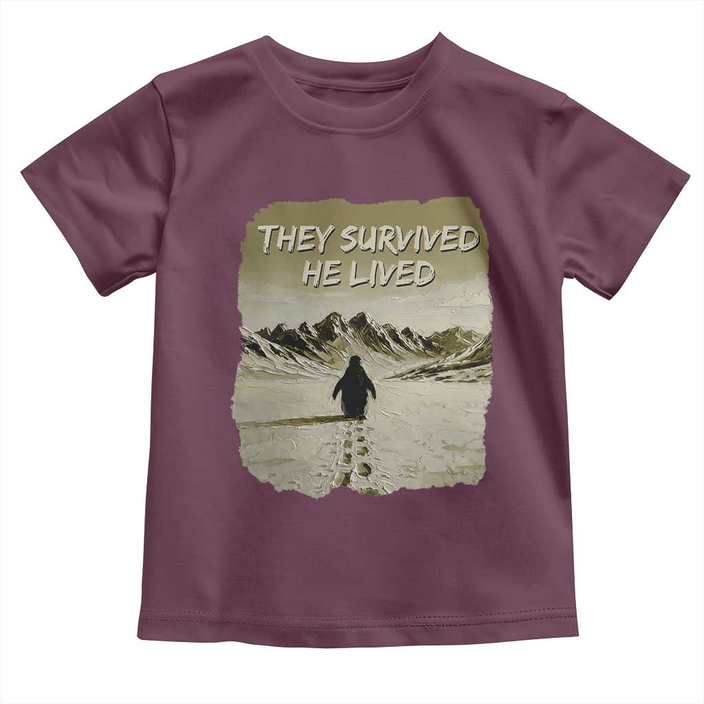Nihilist Penguin Hiking Meme Toddler T Shirt They Survived He Lived