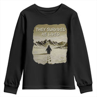 Nihilist Penguin Hiking Meme Youth Sweatshirt They Survived He Lived
