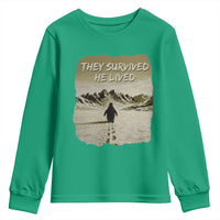Nihilist Penguin Hiking Meme Youth Sweatshirt They Survived He Lived