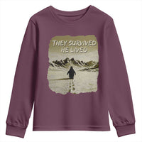 Nihilist Penguin Hiking Meme Youth Sweatshirt They Survived He Lived