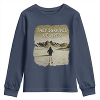 Nihilist Penguin Hiking Meme Youth Sweatshirt They Survived He Lived