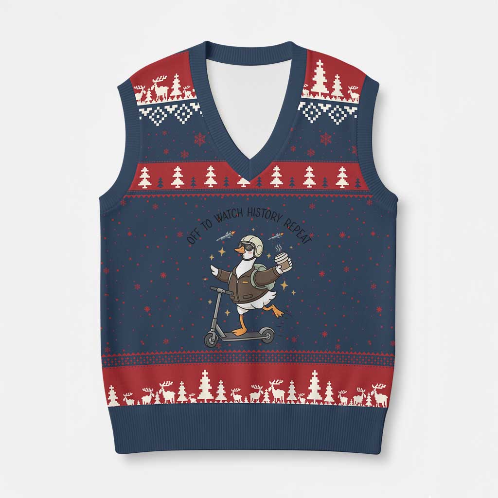 Funny Goose Support Freedom Meme V-Neck Knit Sweater Vest Off To Watch History Repart