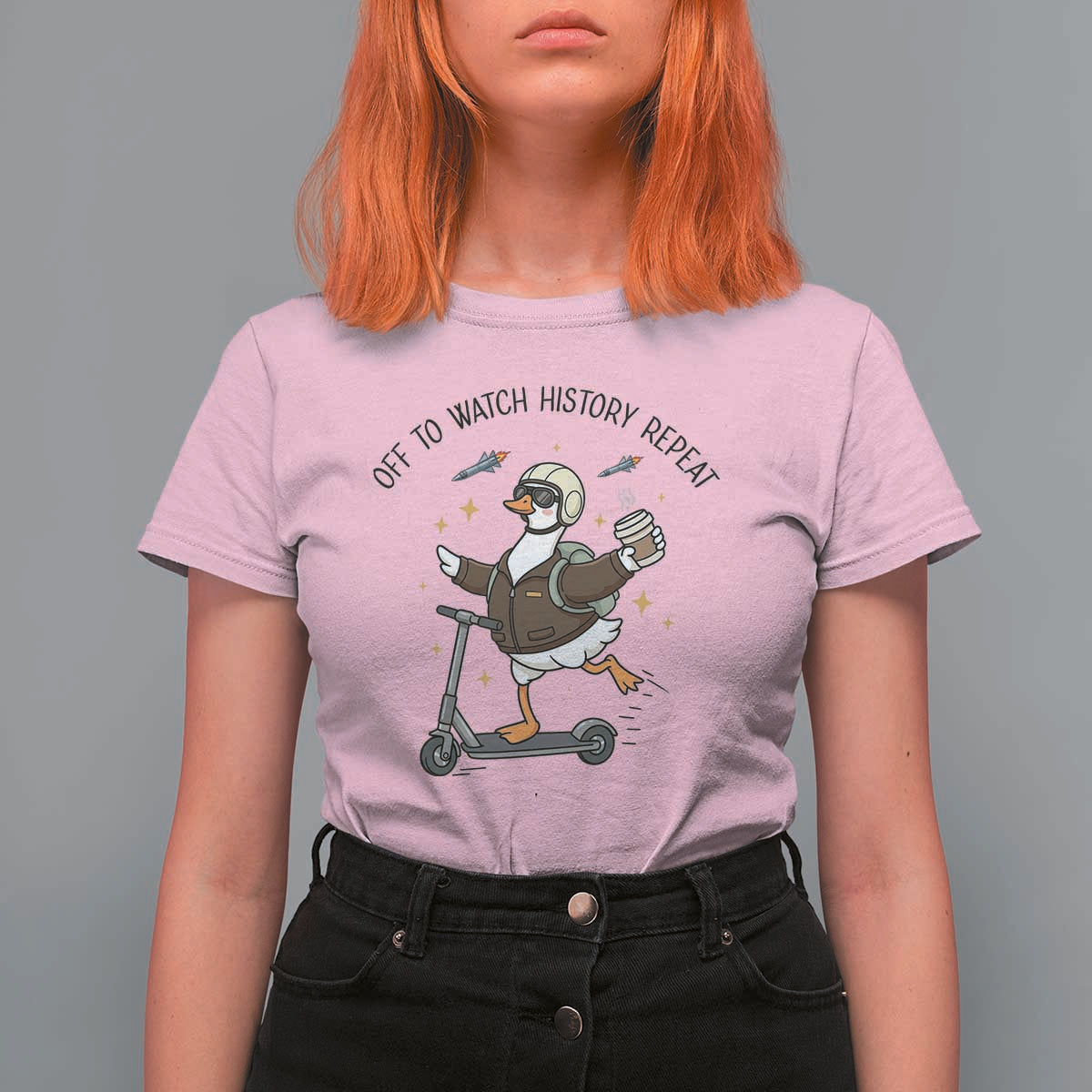 Funny Goose Support Freedom Meme T Shirt For Women Off To Watch History Repart