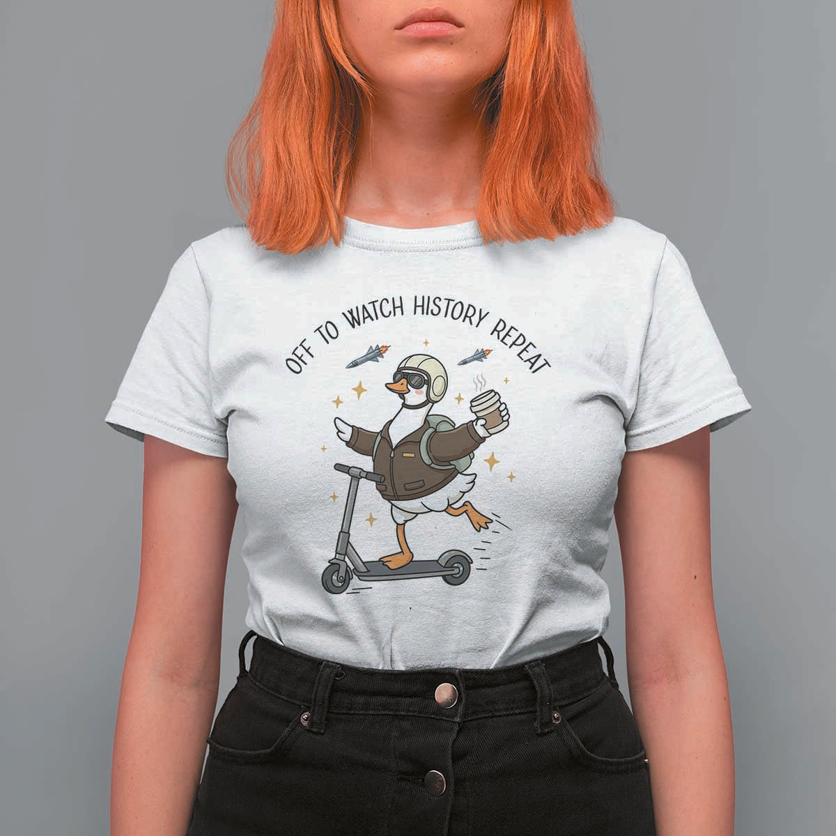Funny Goose Support Freedom Meme T Shirt For Women Off To Watch History Repart