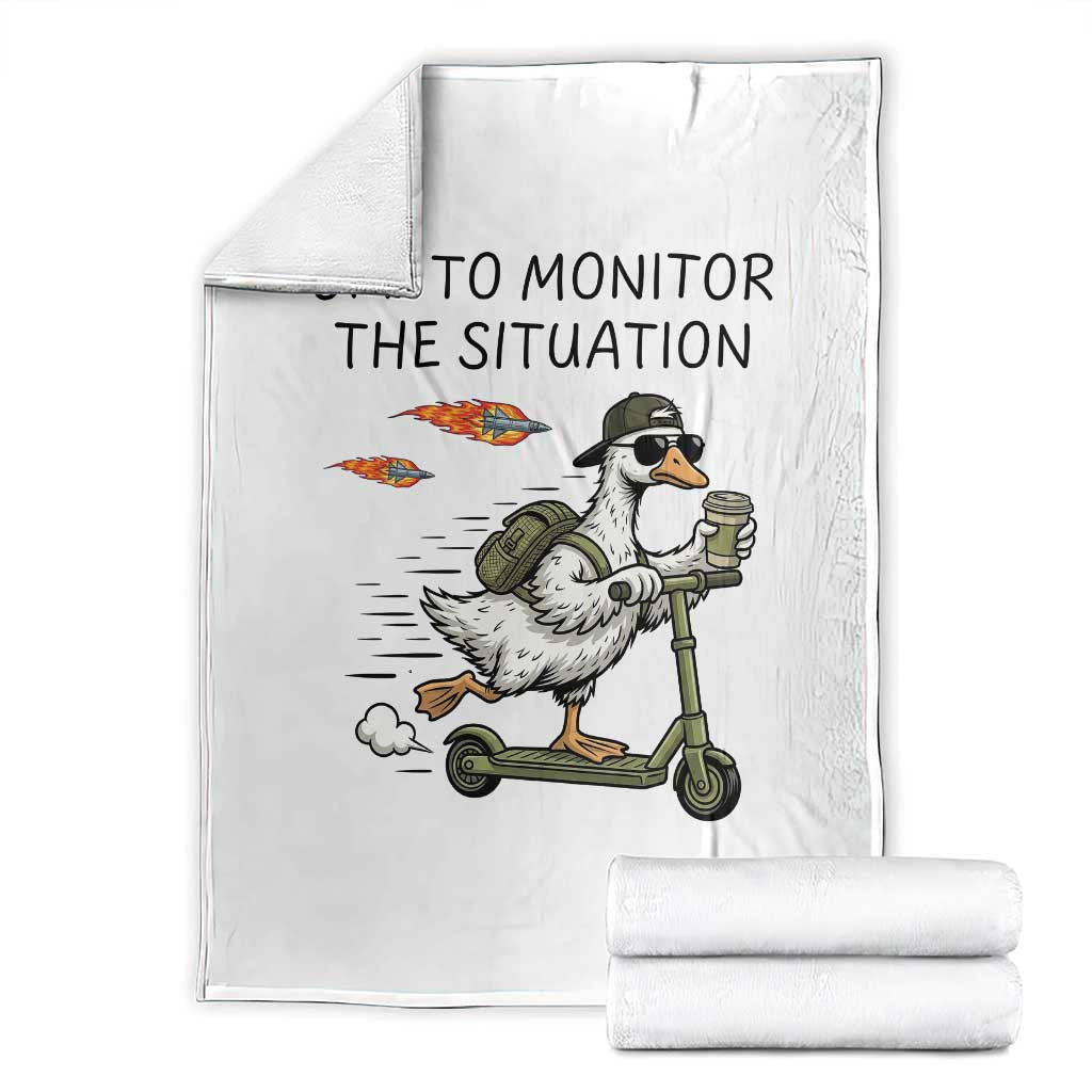 Funny Goose Support Freedom Meme Throw Blanket Off To Monitor The Situation
