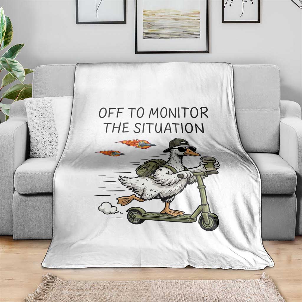 Funny Goose Support Freedom Meme Throw Blanket Off To Monitor The Situation