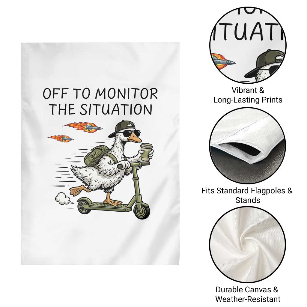 Funny Goose Support Freedom Meme Garden Flag Off To Monitor The Situation