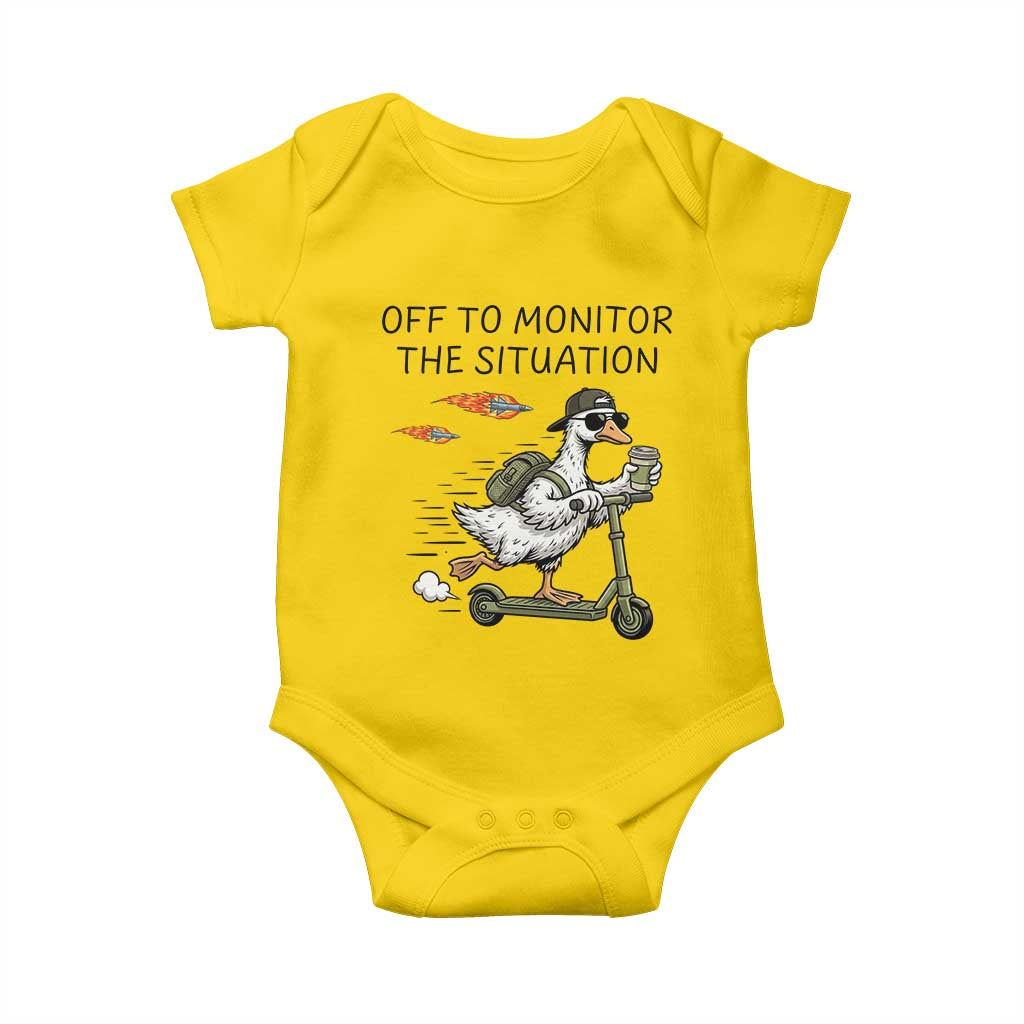 Funny Goose Support Freedom Meme Baby Onesie Off To Monitor The Situation