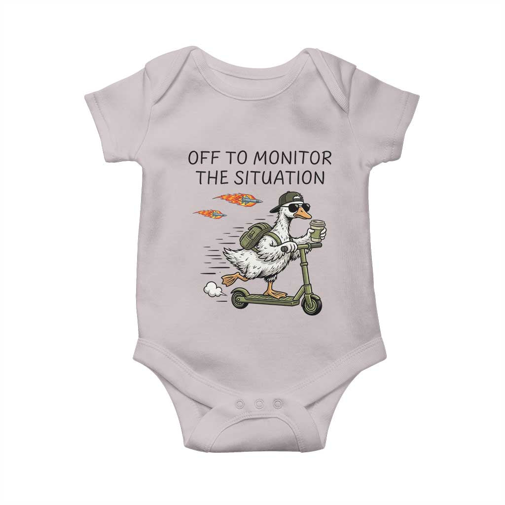 Funny Goose Support Freedom Meme Baby Onesie Off To Monitor The Situation
