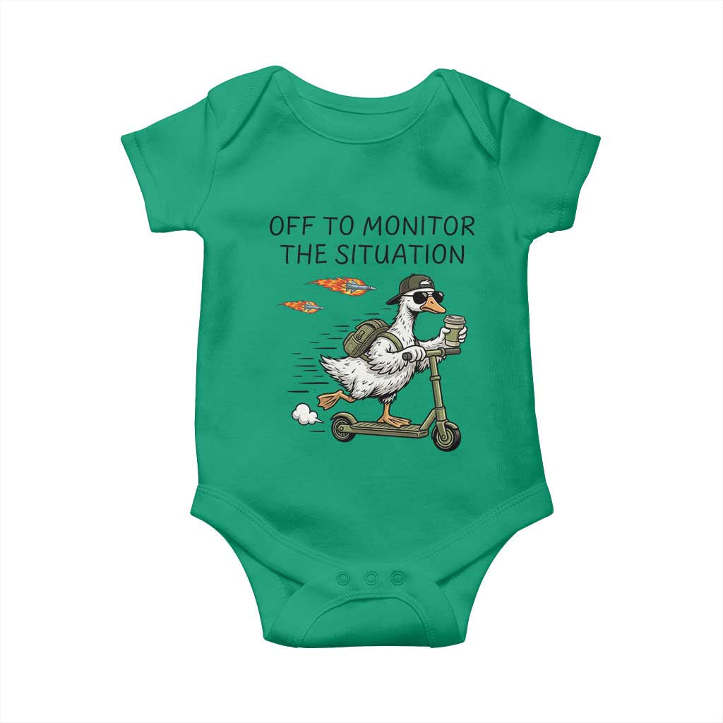 Funny Goose Support Freedom Meme Baby Onesie Off To Monitor The Situation