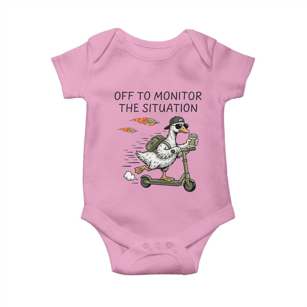 Funny Goose Support Freedom Meme Baby Onesie Off To Monitor The Situation