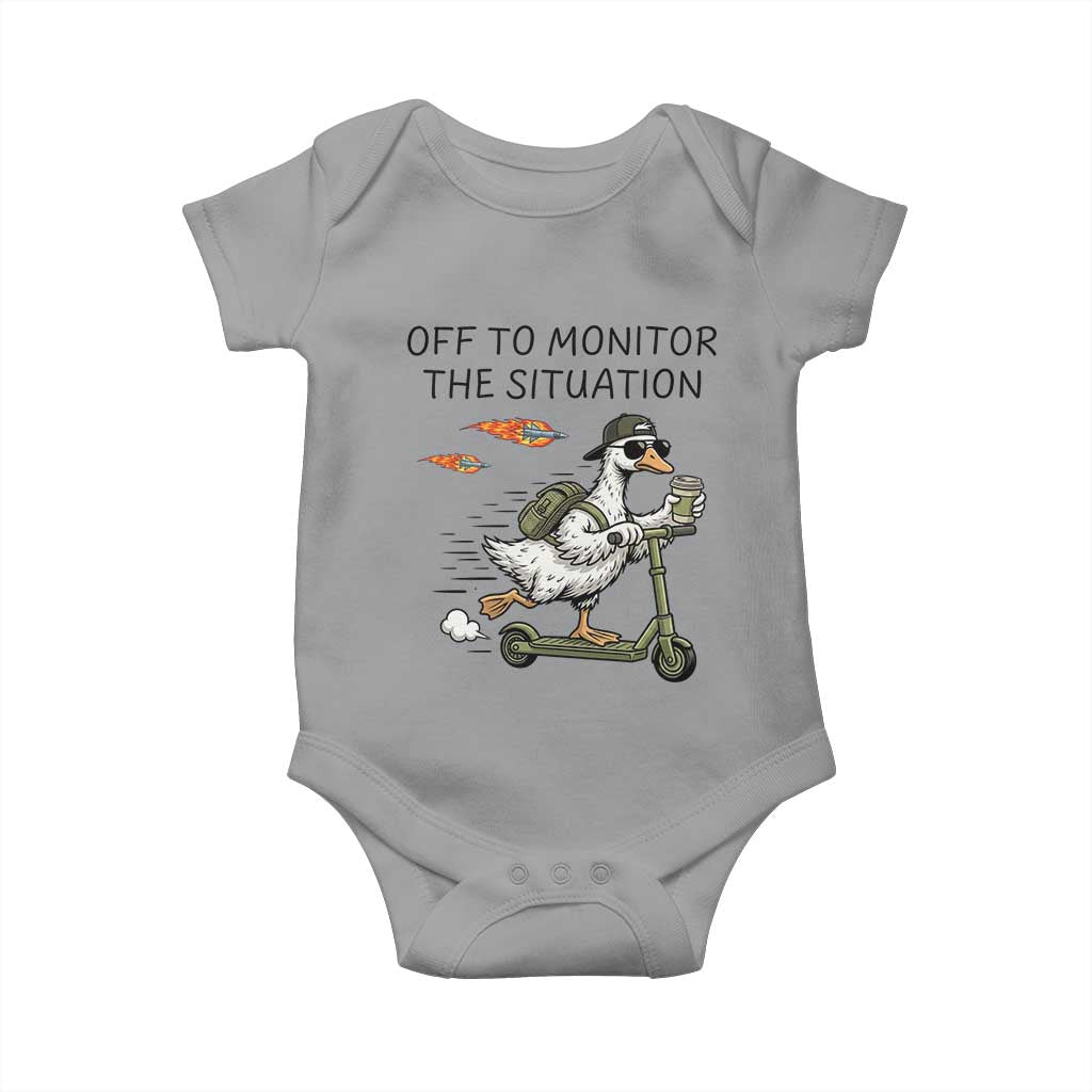 Funny Goose Support Freedom Meme Baby Onesie Off To Monitor The Situation