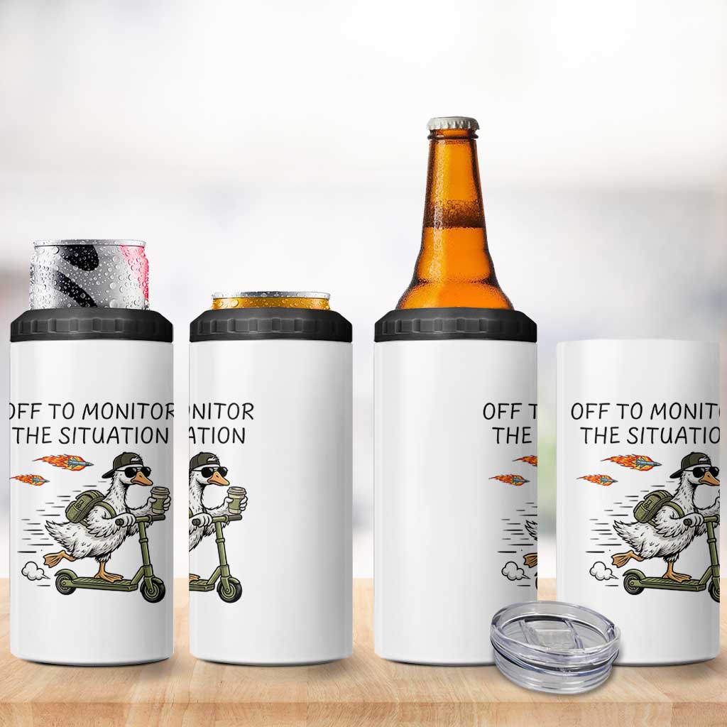 Funny Goose Support Freedom Meme 4 in 1 Can Cooler Tumbler Off To Monitor The Situation