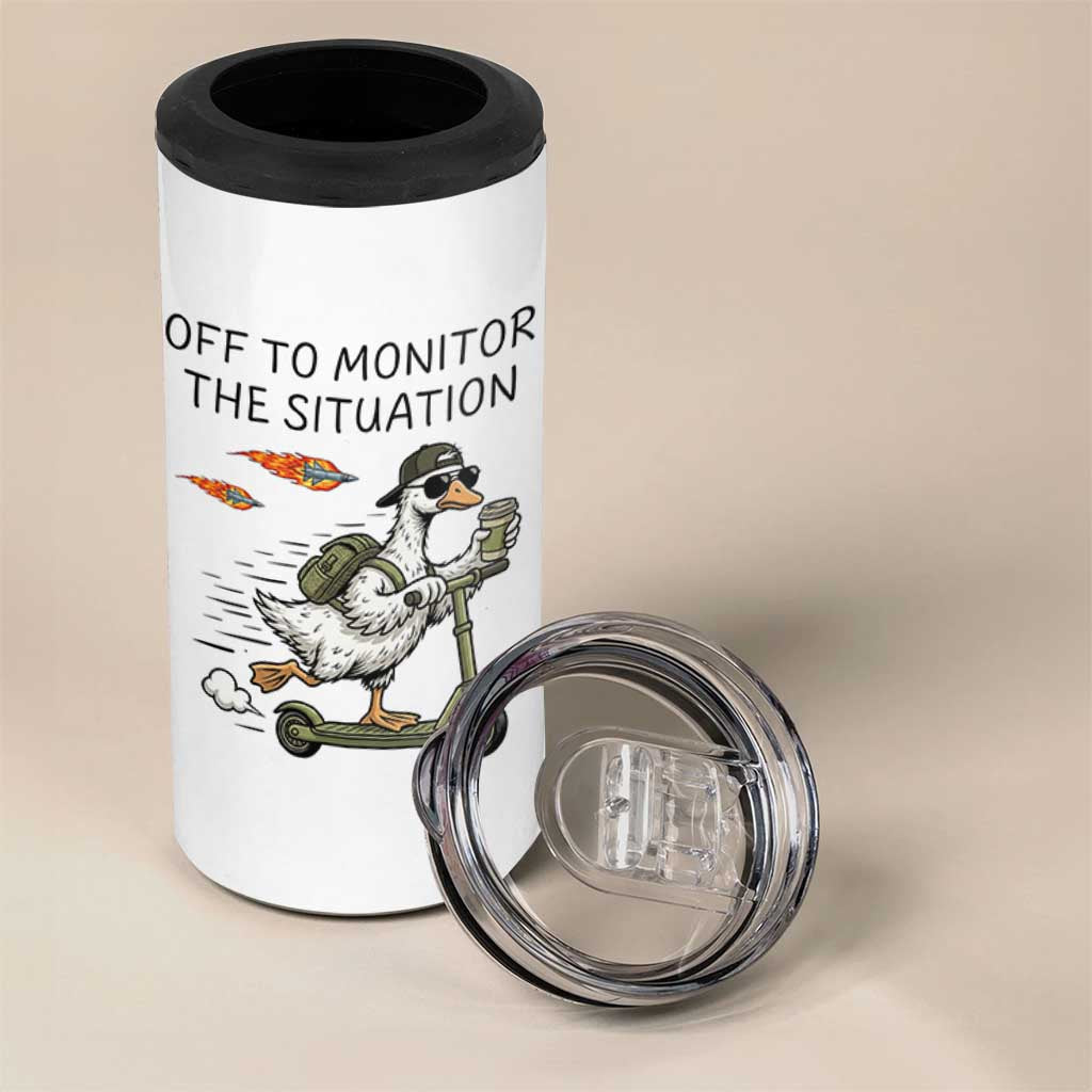 Funny Goose Support Freedom Meme 4 in 1 Can Cooler Tumbler Off To Monitor The Situation