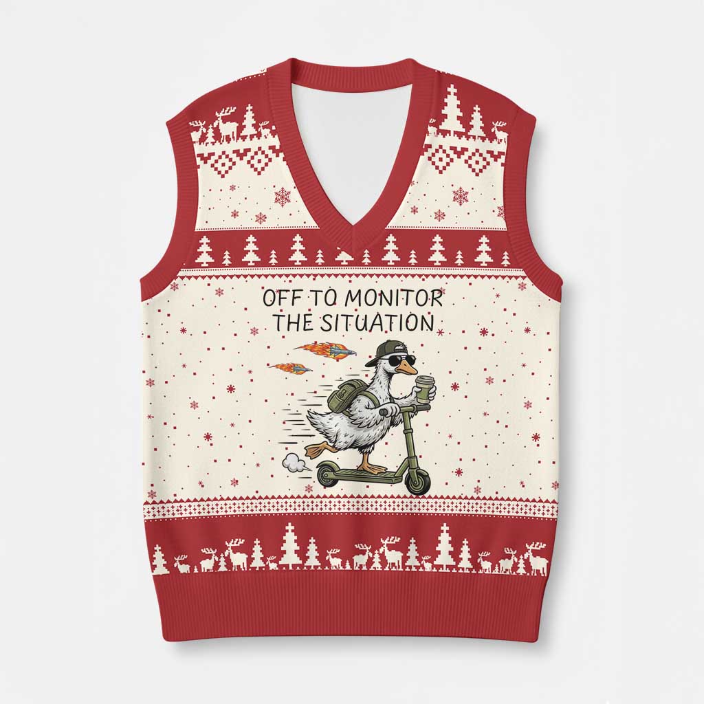 Funny Goose Support Freedom Meme V-Neck Knit Sweater Vest Off To Monitor The Situation