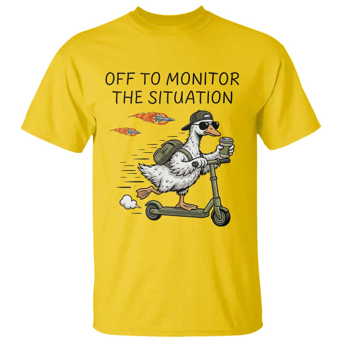 Funny Goose Support Freedom Meme T Shirt Off To Monitor The Situation