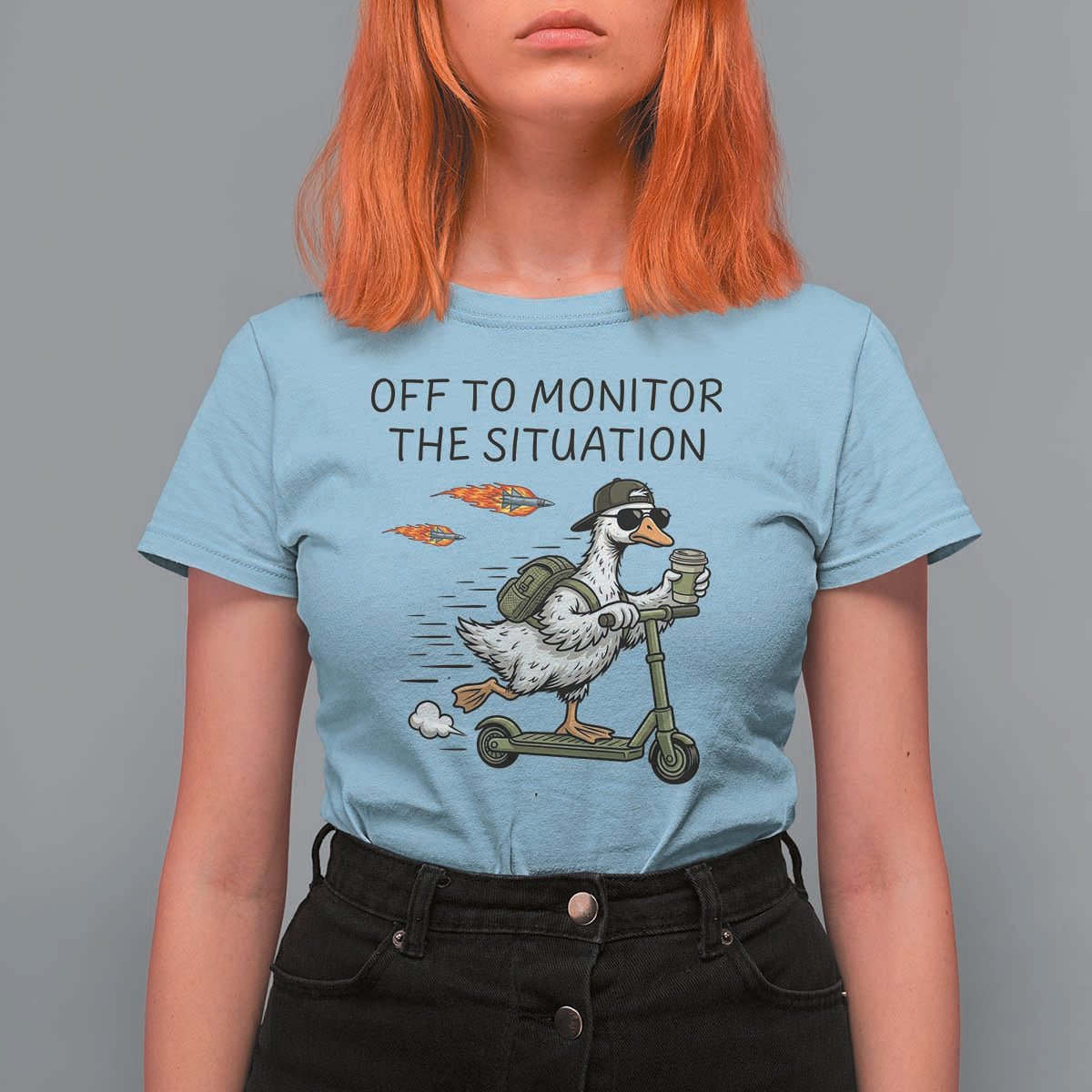 Funny Goose Support Freedom Meme T Shirt For Women Off To Monitor The Situation