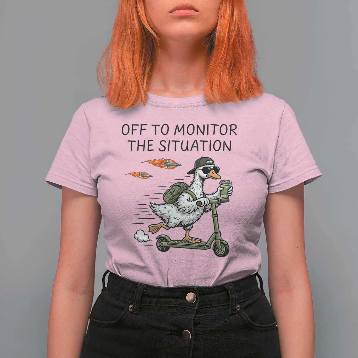 Funny Goose Support Freedom Meme T Shirt For Women Off To Monitor The Situation