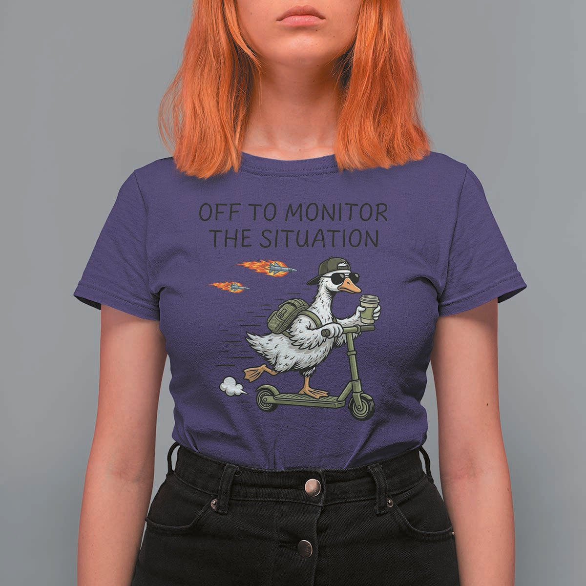 Funny Goose Support Freedom Meme T Shirt For Women Off To Monitor The Situation