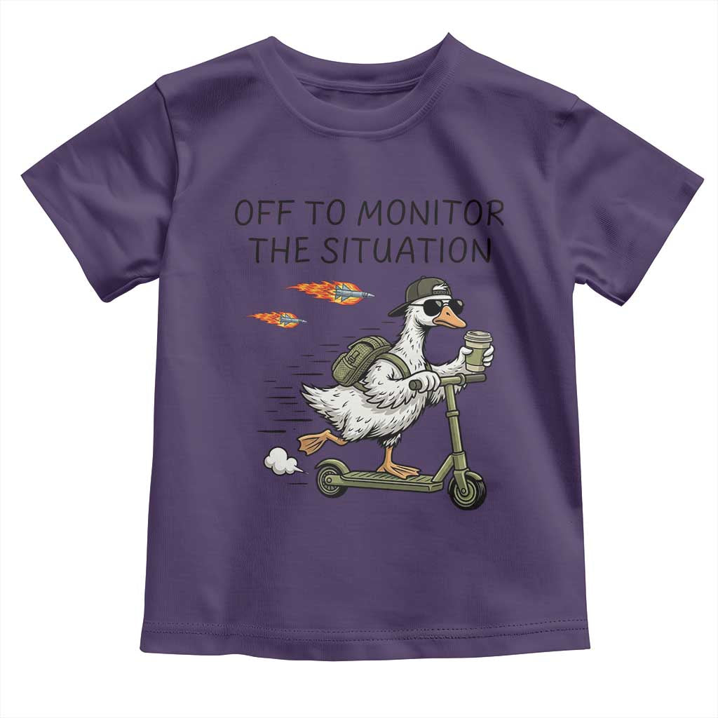 Funny Goose Support Freedom Meme Toddler T Shirt Off To Monitor The Situation
