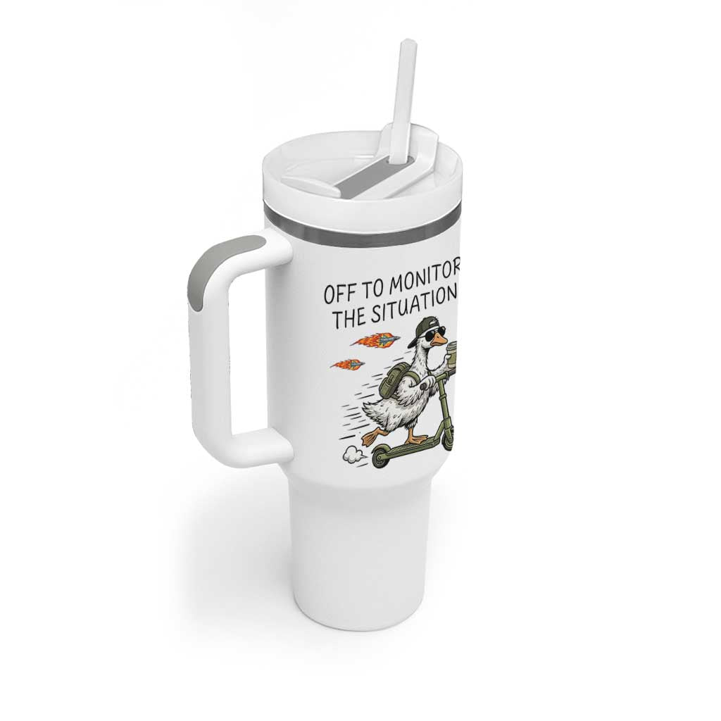 Funny Goose Support Freedom Meme Tumbler With Handle Off To Monitor The Situation