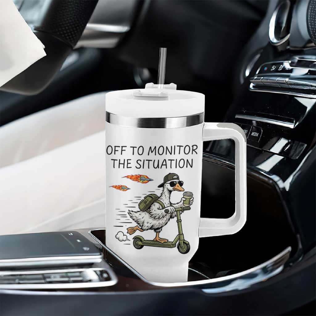 Funny Goose Support Freedom Meme Tumbler With Handle Off To Monitor The Situation