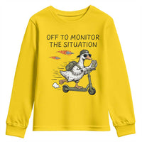 Funny Goose Support Freedom Meme Youth Sweatshirt Off To Monitor The Situation