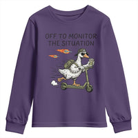 Funny Goose Support Freedom Meme Youth Sweatshirt Off To Monitor The Situation