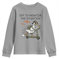 Funny Goose Support Freedom Meme Youth Sweatshirt Off To Monitor The Situation