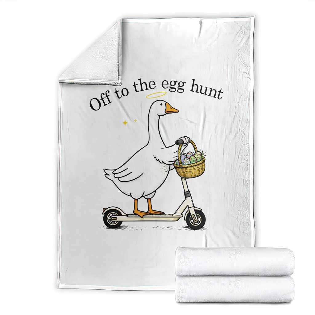 Off To The Egg Hunt Throw Blanket Funny Easter Goose