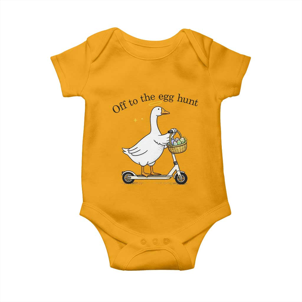 Off To The Egg Hunt Baby Onesie Funny Easter Goose