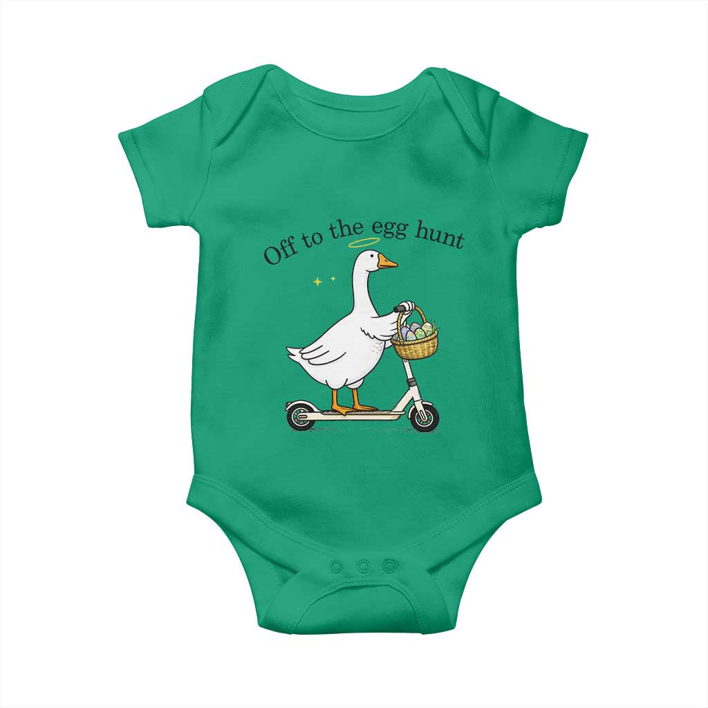 Off To The Egg Hunt Baby Onesie Funny Easter Goose