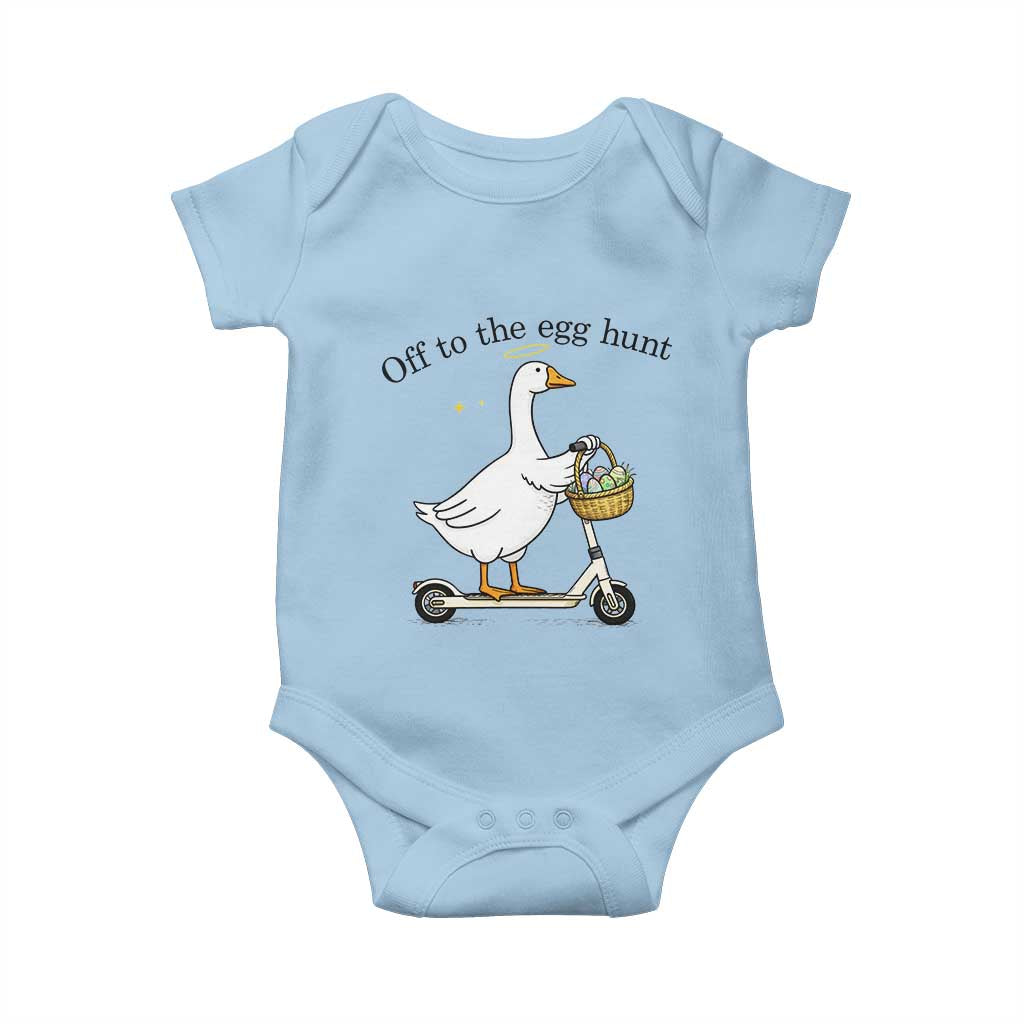 Off To The Egg Hunt Baby Onesie Funny Easter Goose