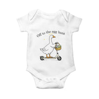 Off To The Egg Hunt Baby Onesie Funny Easter Goose