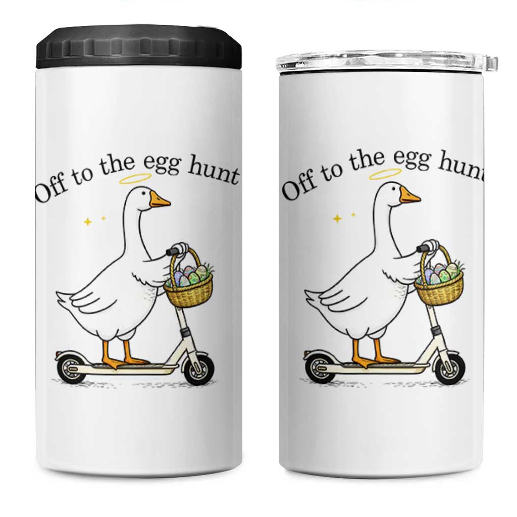 Off To The Egg Hunt 4 in 1 Can Cooler Tumbler Funny Easter Goose