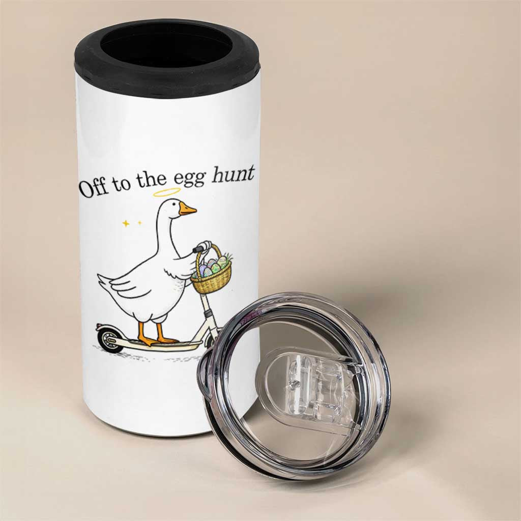 Off To The Egg Hunt 4 in 1 Can Cooler Tumbler Funny Easter Goose