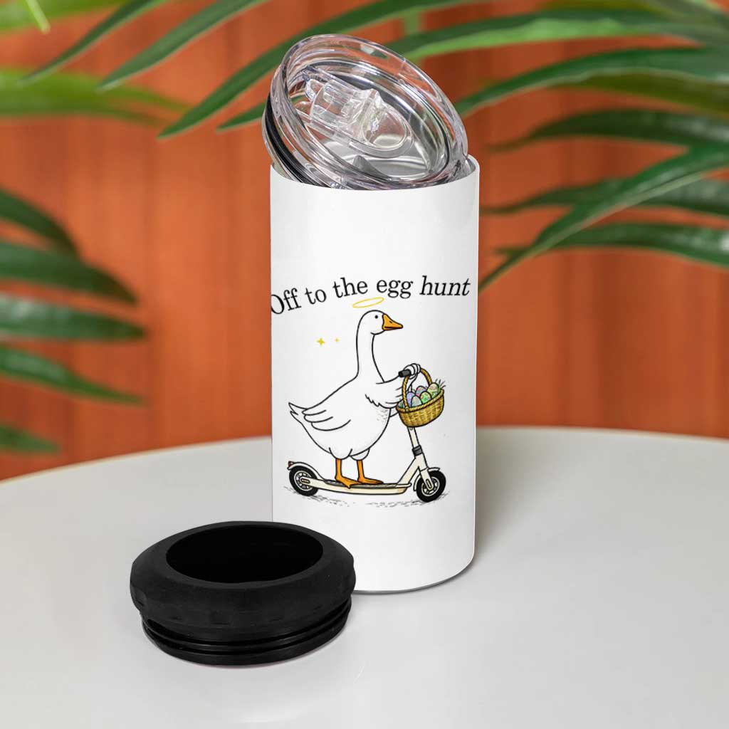 Off To The Egg Hunt 4 in 1 Can Cooler Tumbler Funny Easter Goose