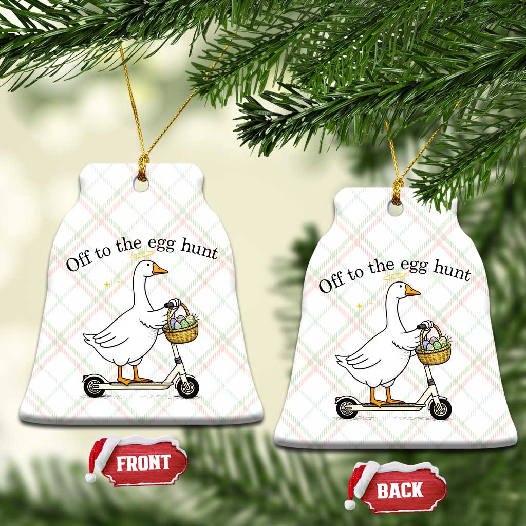 Off To The Egg Hunt Ceramic Ornament Funny Easter Goose