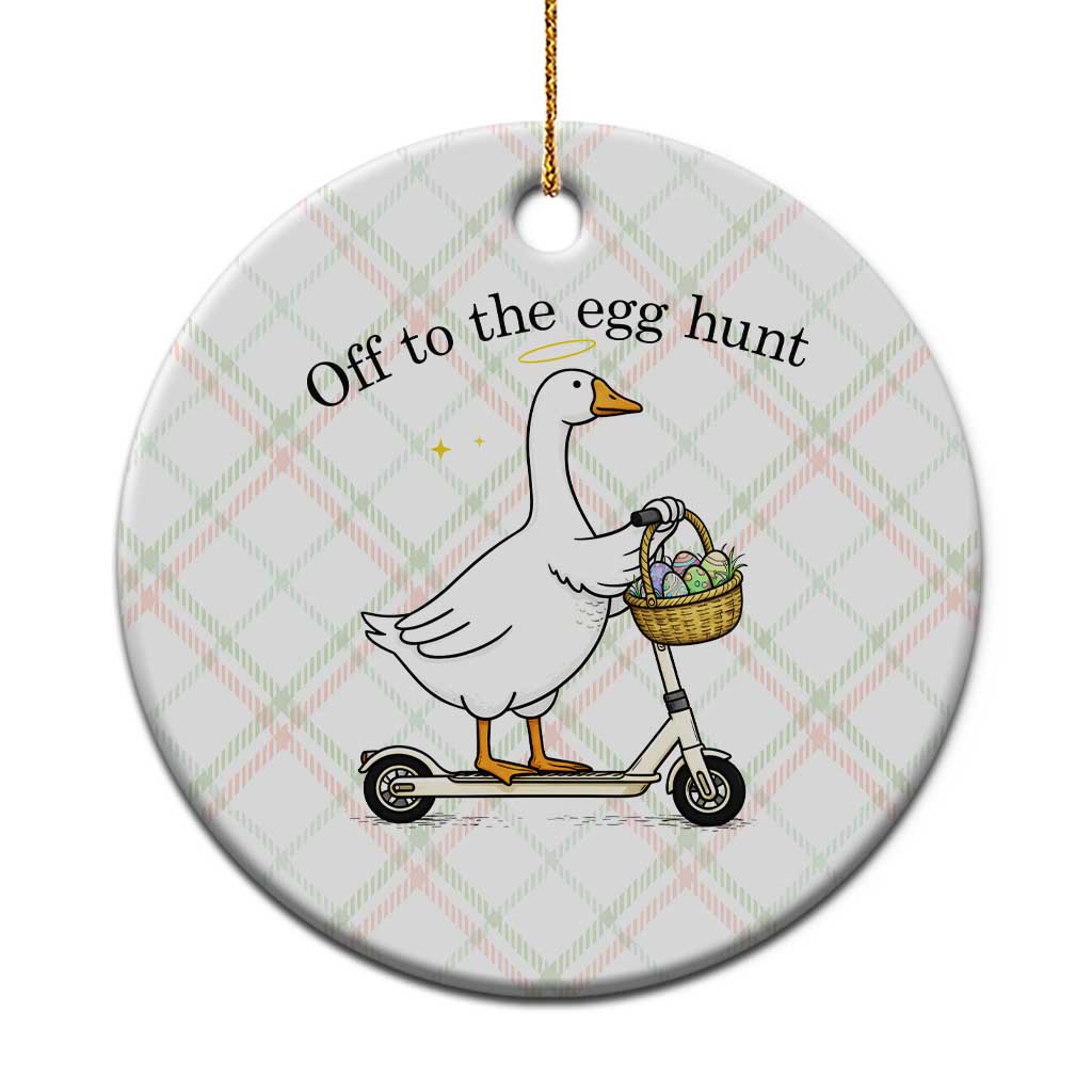 Off To The Egg Hunt Ceramic Ornament Funny Easter Goose
