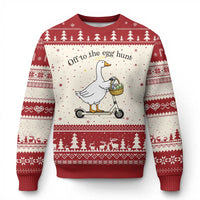 Off To The Egg Hunt Ugly Christmas Sweater Funny Easter Goose