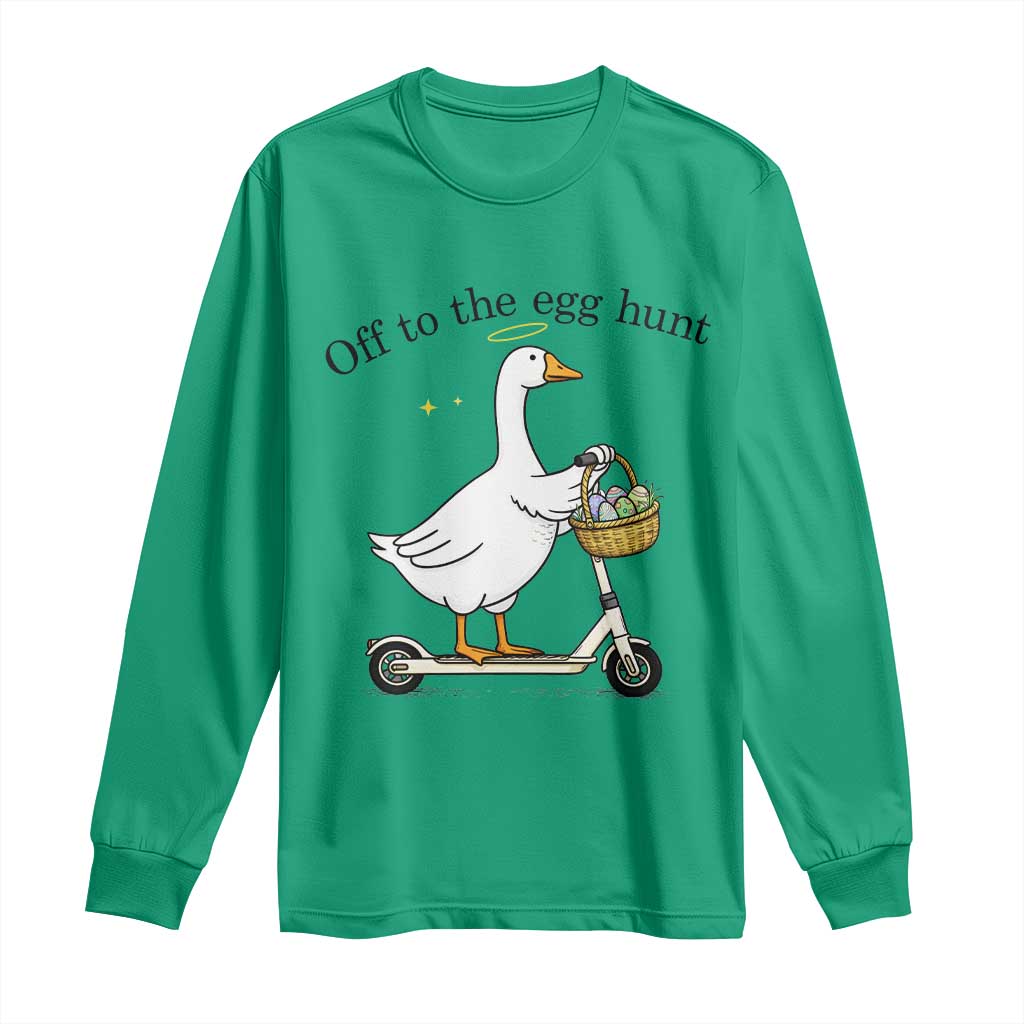Off To The Egg Hunt Long Sleeve Shirt Funny Easter Goose