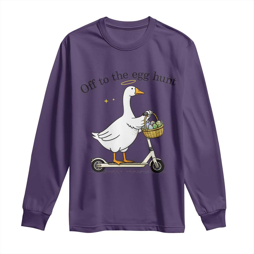 Off To The Egg Hunt Long Sleeve Shirt Funny Easter Goose