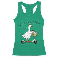 Off To The Egg Hunt Racerback Tank Top Funny Easter Goose