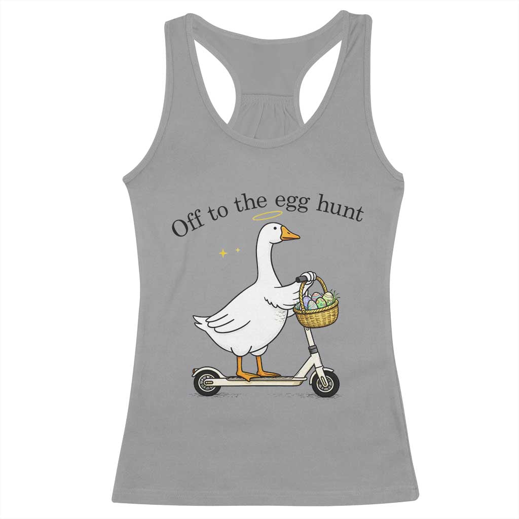 Off To The Egg Hunt Racerback Tank Top Funny Easter Goose
