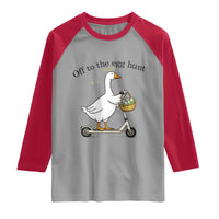 Off To The Egg Hunt Raglan Shirt Funny Easter Goose