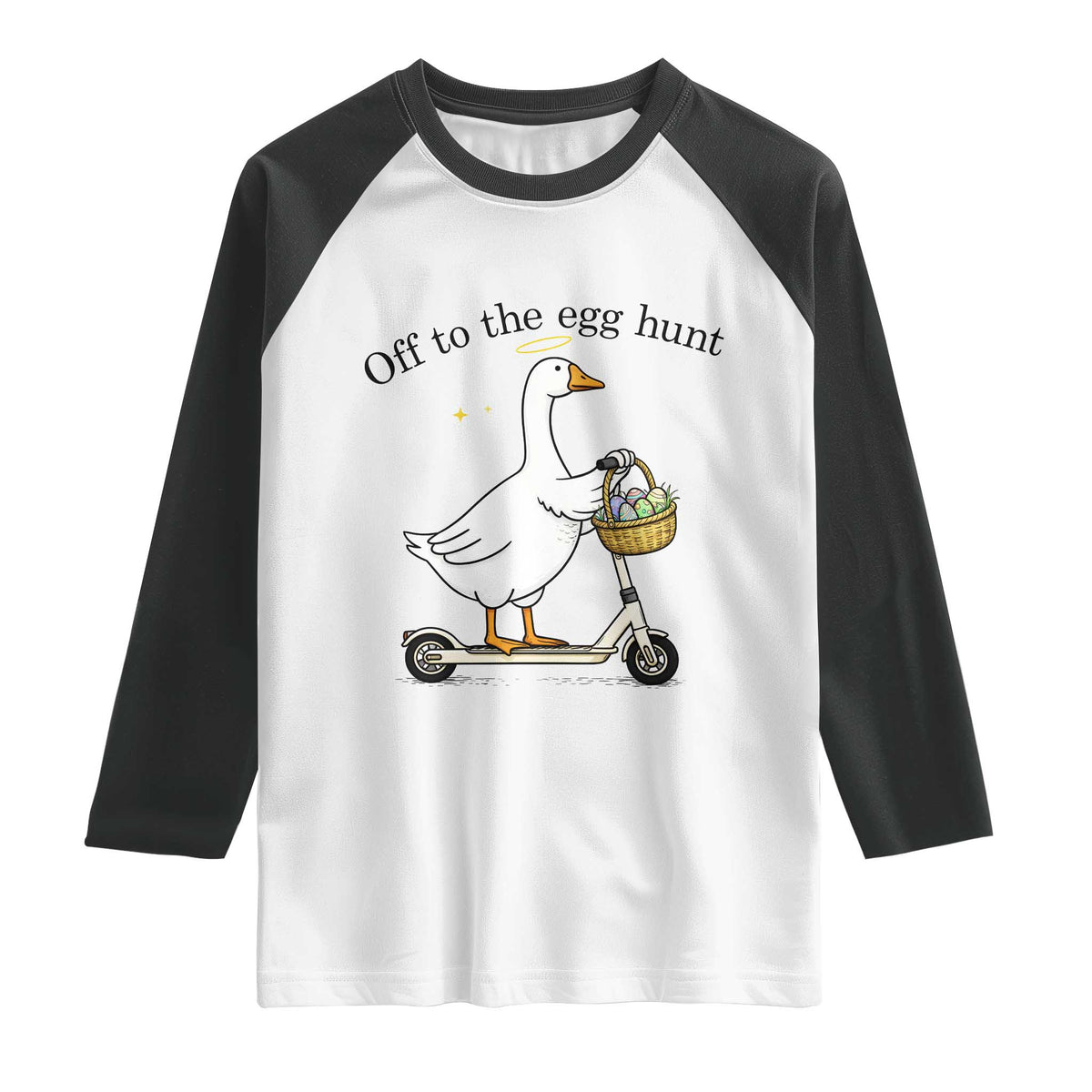 Off To The Egg Hunt Raglan Shirt Funny Easter Goose